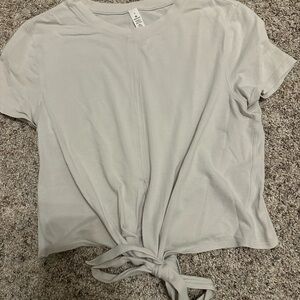 Women's Gray Tie-Front Top